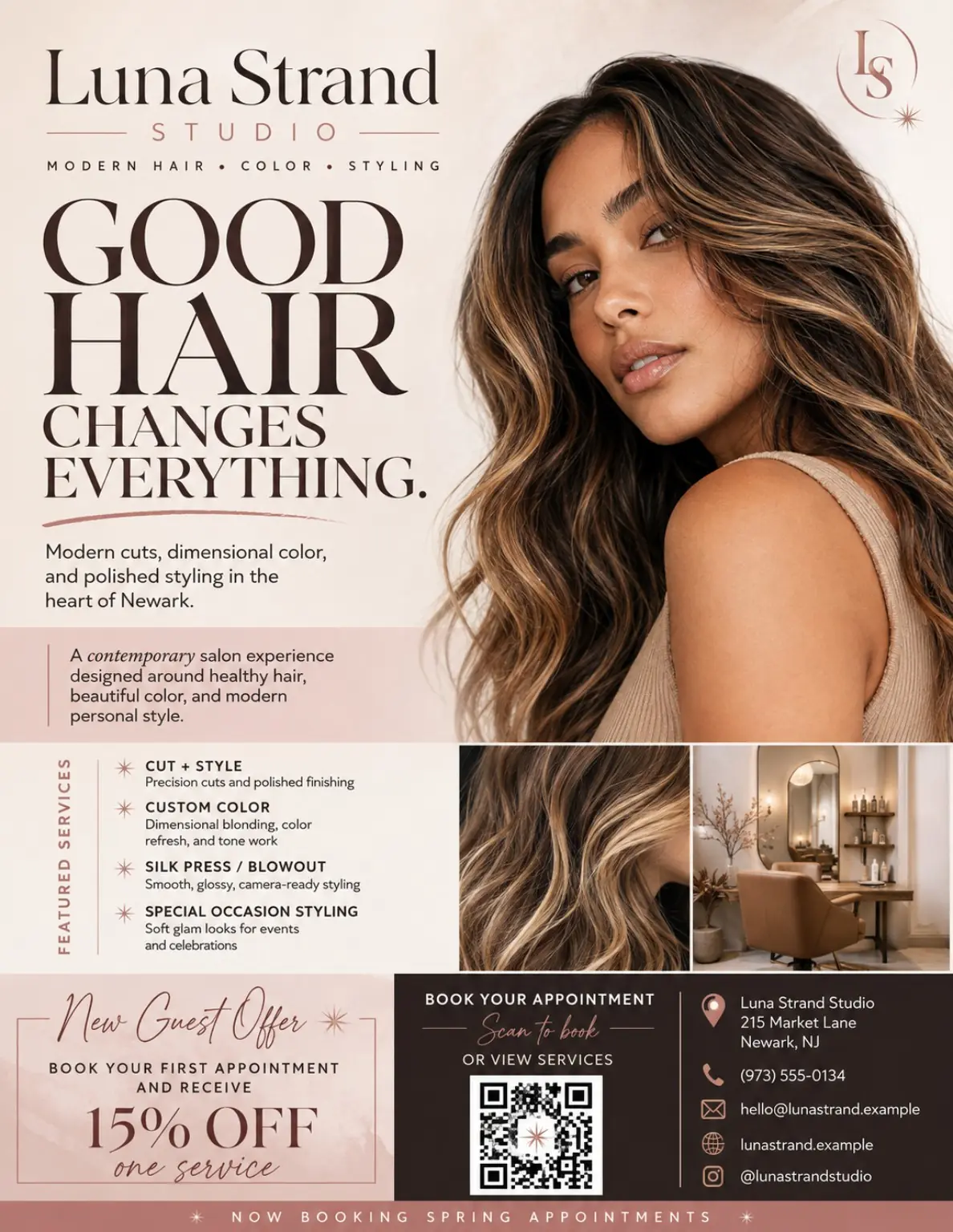 Luna Strand Studio beauty salon promotional concept