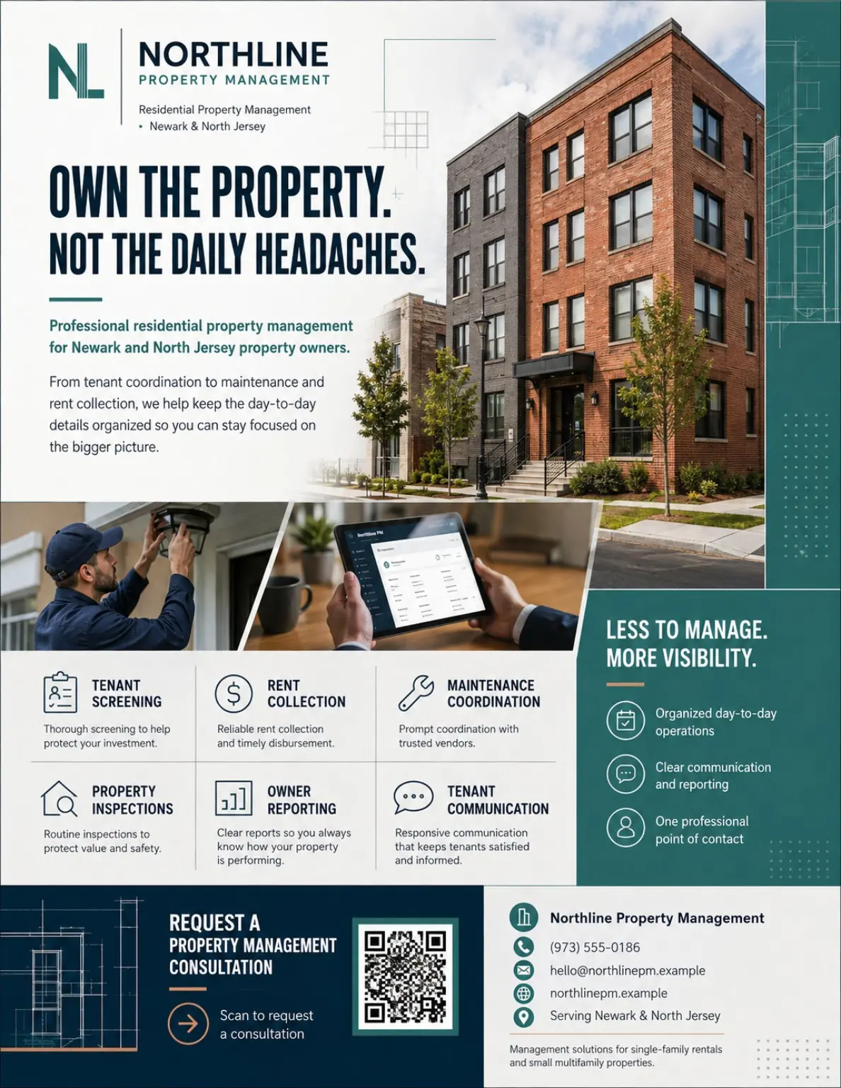 Fictional Northline Property Management services flyer